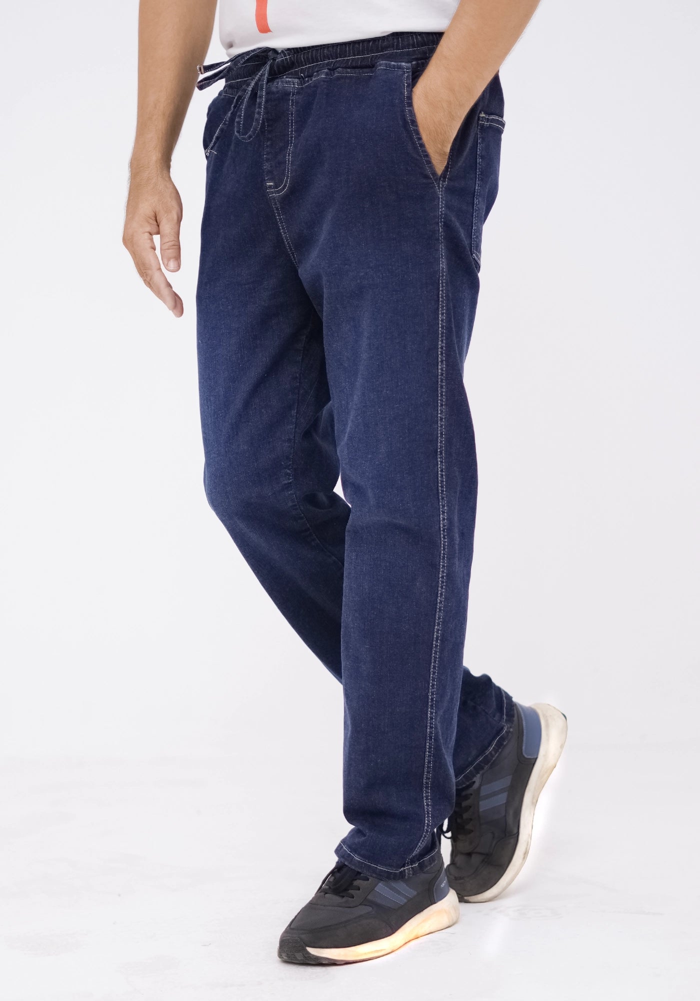 Men Relaxed Fit Drawstring Denim Jogger